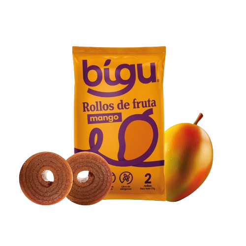 Pack 5 Rollos de fruta Mango 100% naturales 125 gr Bigu