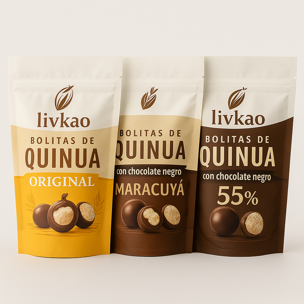 Pack Bolitas de Quinua con Chocolate x6 | Livkao & Sunkao | Sin Gluten y Veganas
