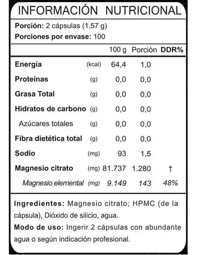 Magnesio Citrato 1280 mg 200 Cápsulas FNL