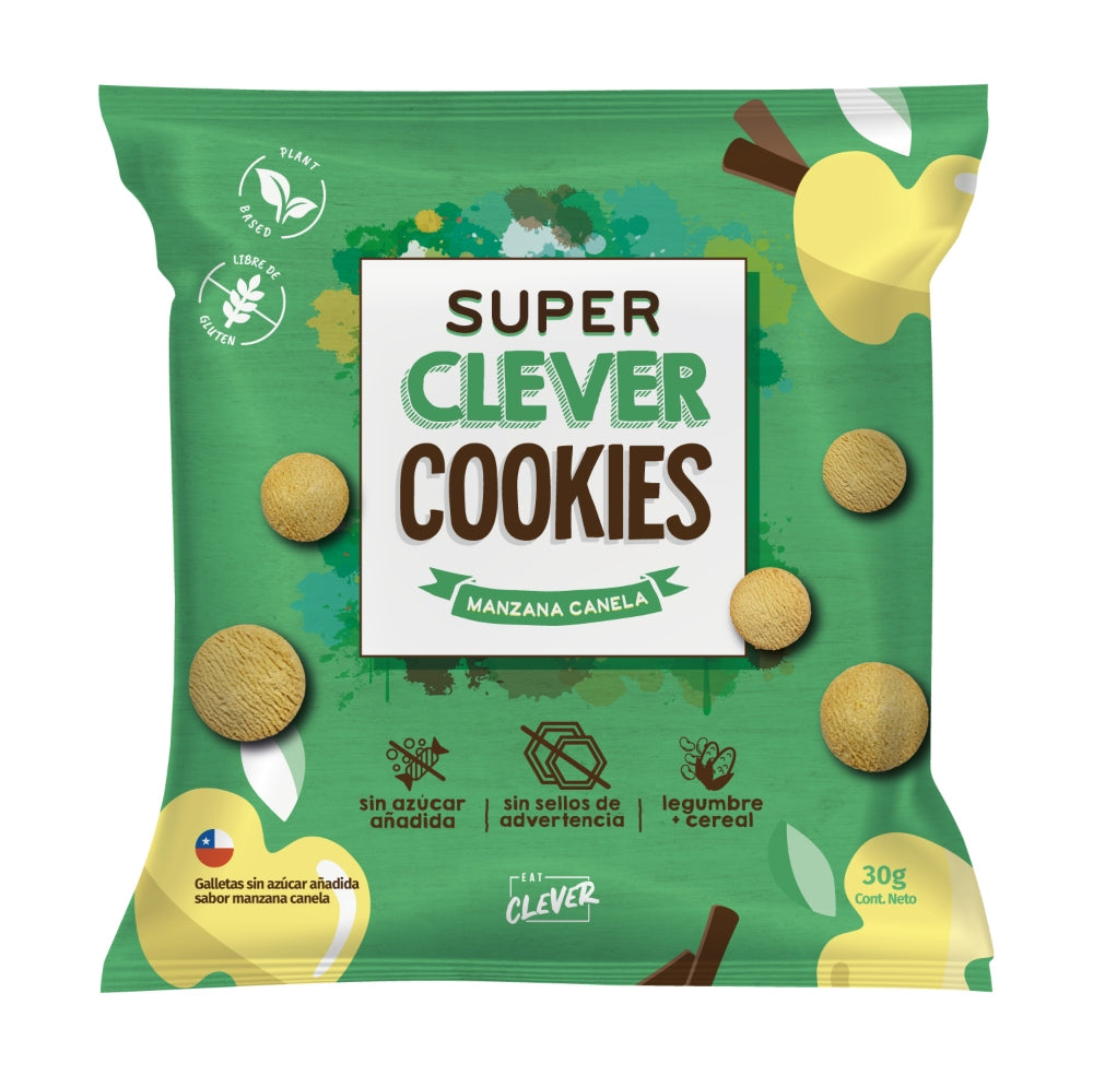 Super Clever Cookies Manzana Canela Sin azucar 30 gr