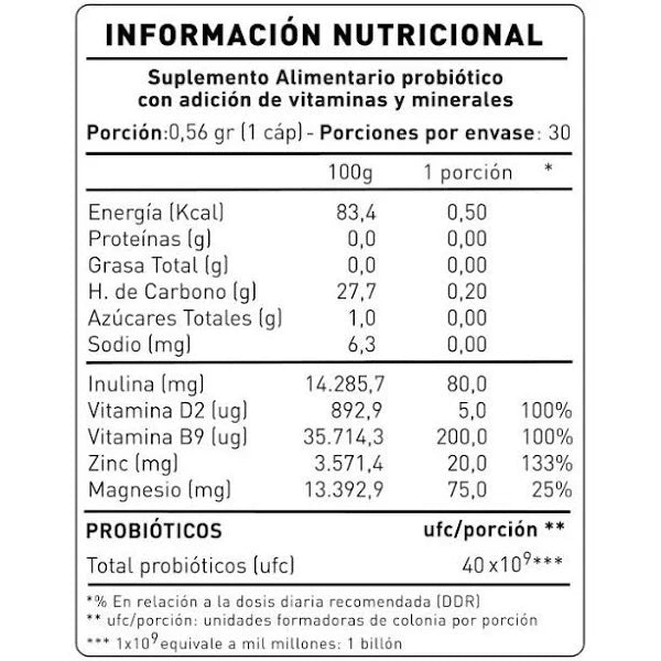 Pylori Off Probiótico + Vitaminas + Minerales Nup 30 cápsulas 16g
