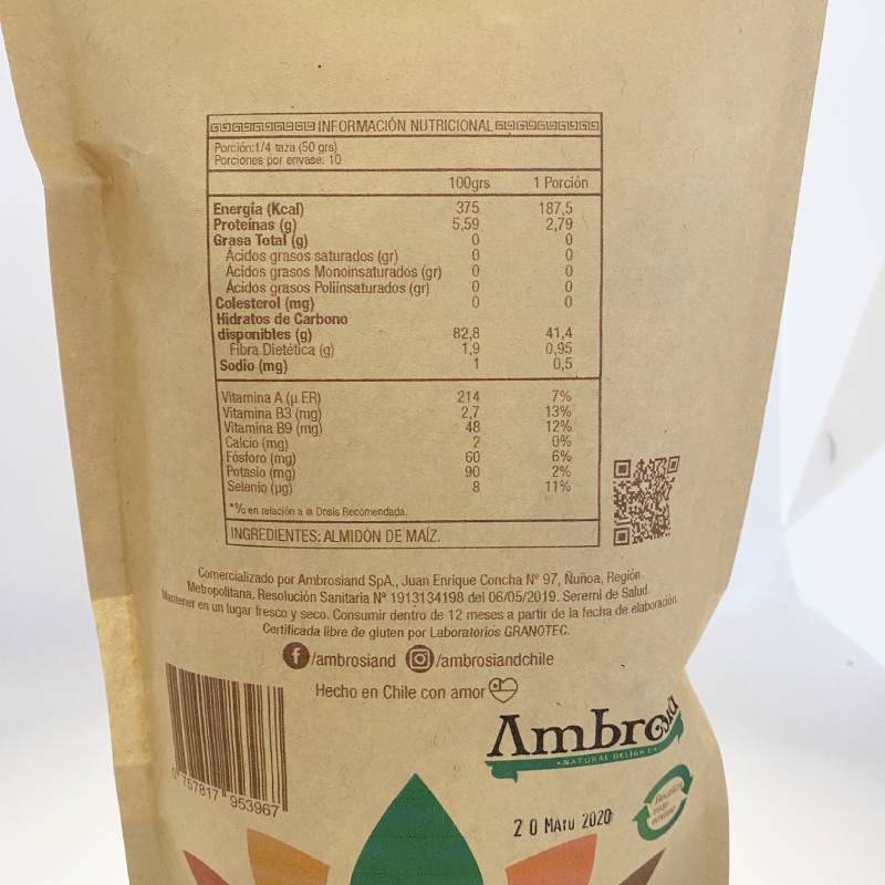 Almidon de Maiz (maicena) Sin Gluten 500 grs Ambrosia
