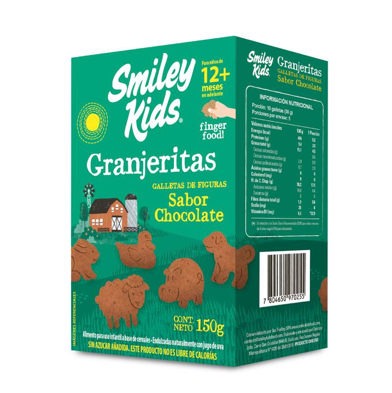 Galletas Granjeritas SmileyKids sabor Chocolate 113grs