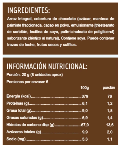 Mizos Galleta de arroz Chocolate 120 grs