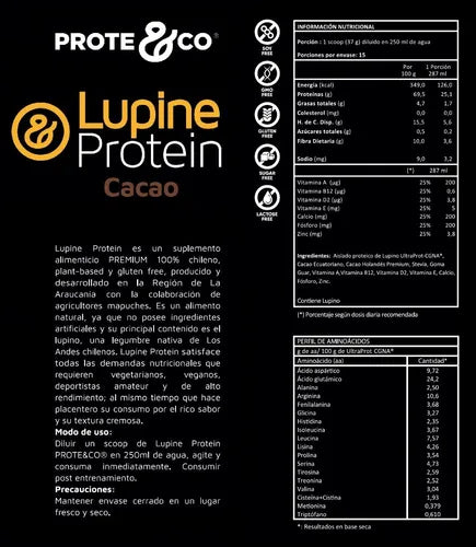 Proteina de Lupino Cacao 550 grs Prote&co