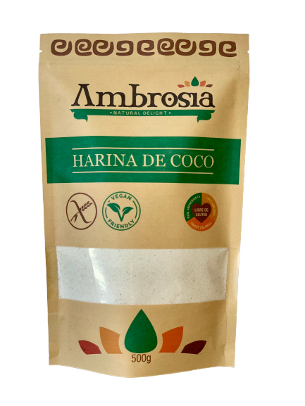 Harina de Coco, sin gluten, 500 grs. Ambrosia