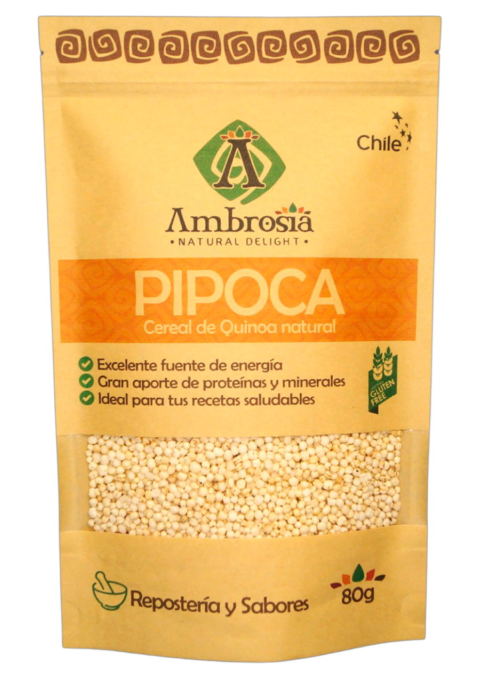 Pipoca de quinoa Natural sin gluten 80 grs Ambrosia