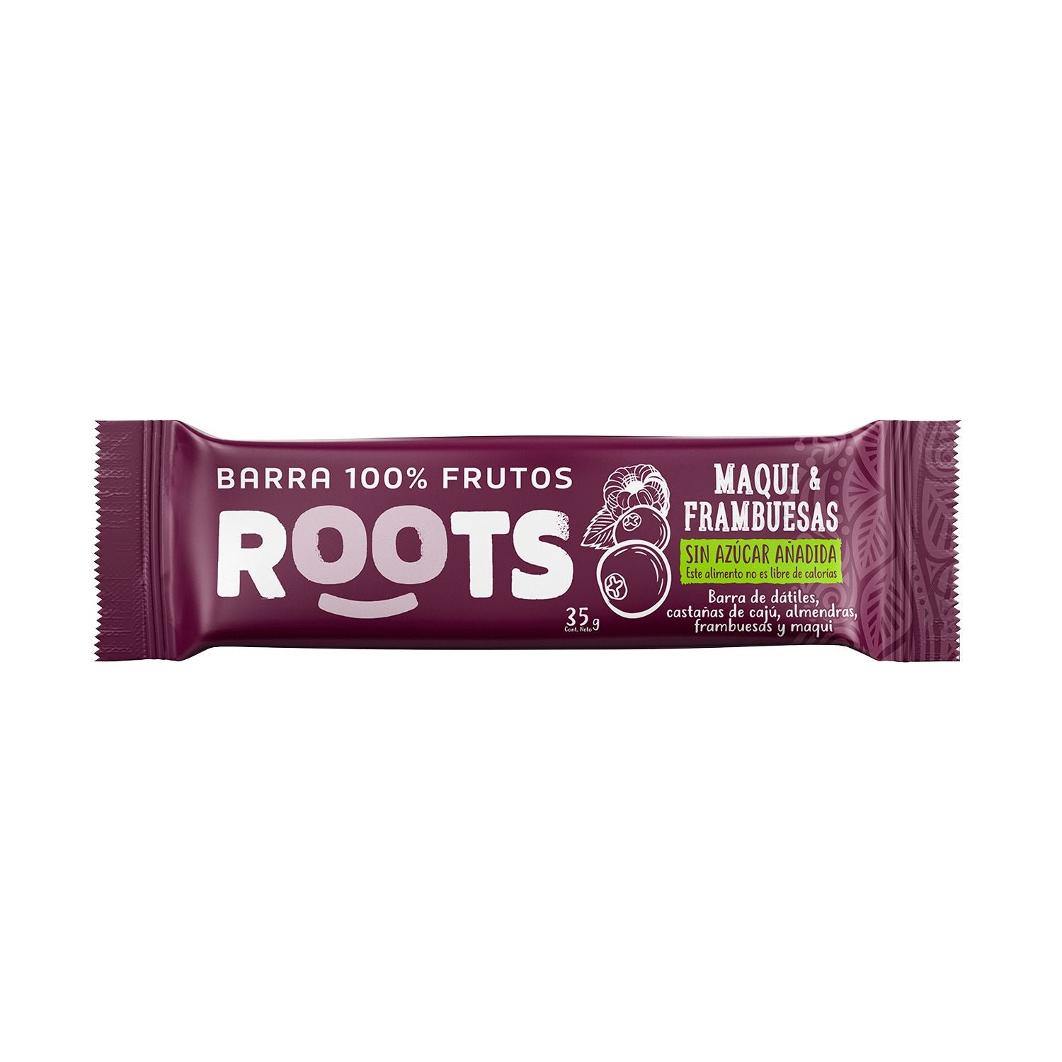 Barra 100% Frutos Roots Maqui Frambuesa 36 grs