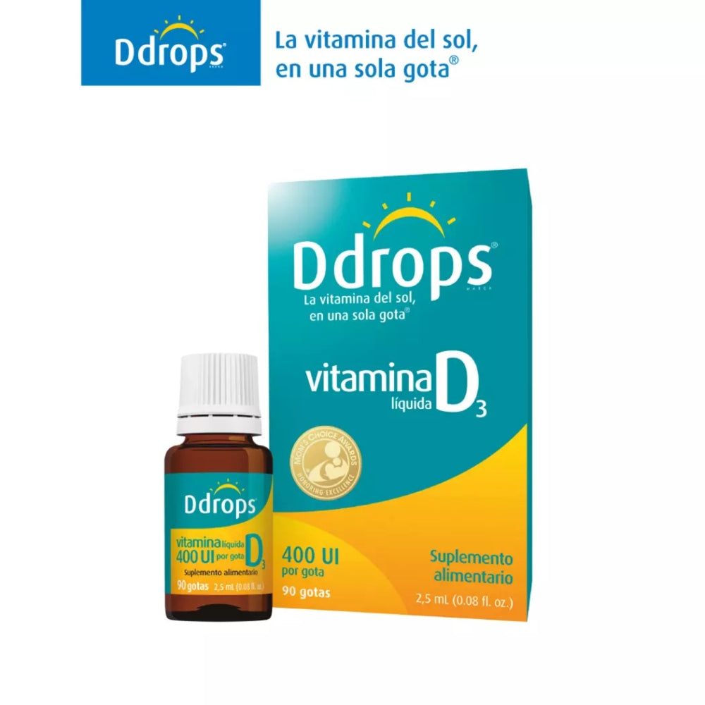 Vitamina D3 Líquida 400 UI (90 gotas) 2,5 ml  Ddrops