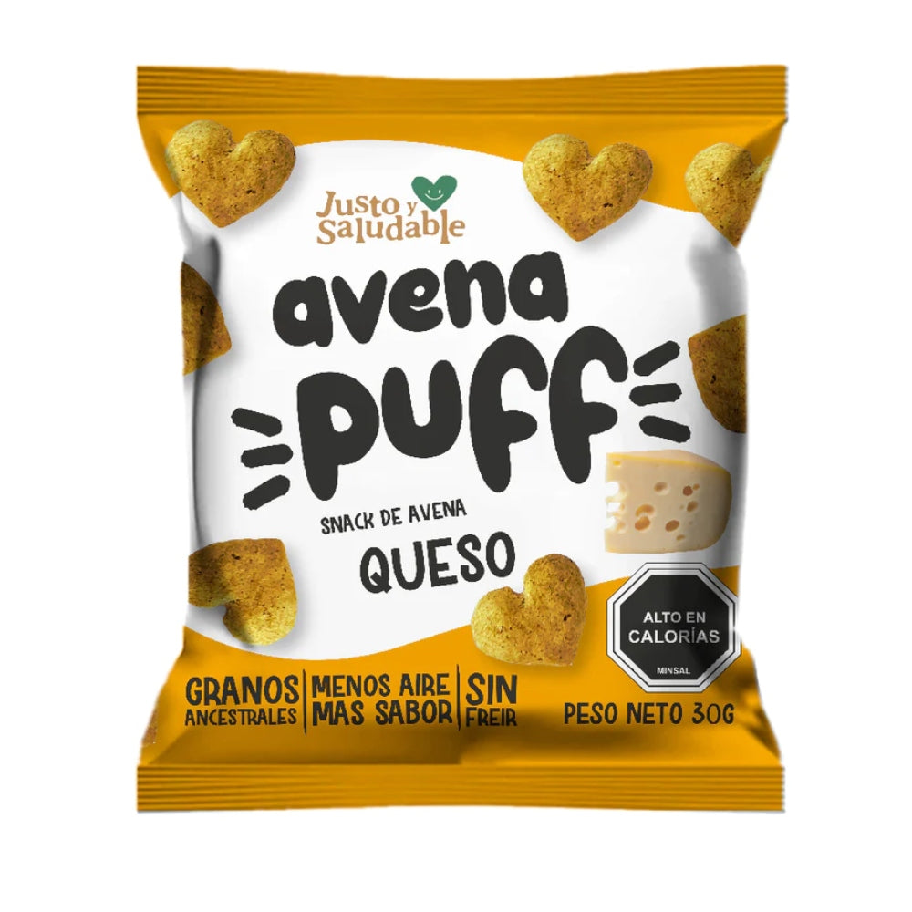 Snack Avena Puff queso 30gr Justo y Saludable