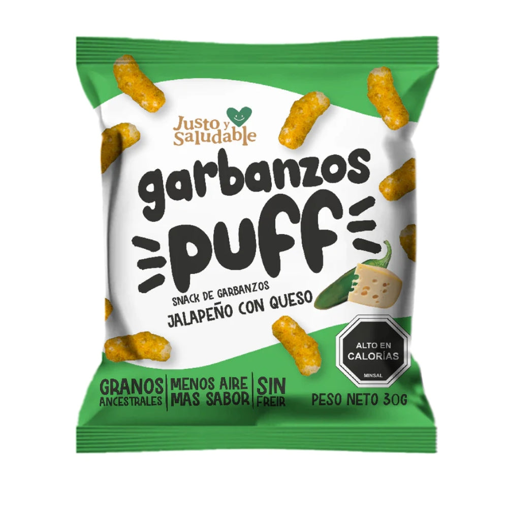 Snack Garbanzos Puff Jalapeño con queso 30gr Justo y Saludable