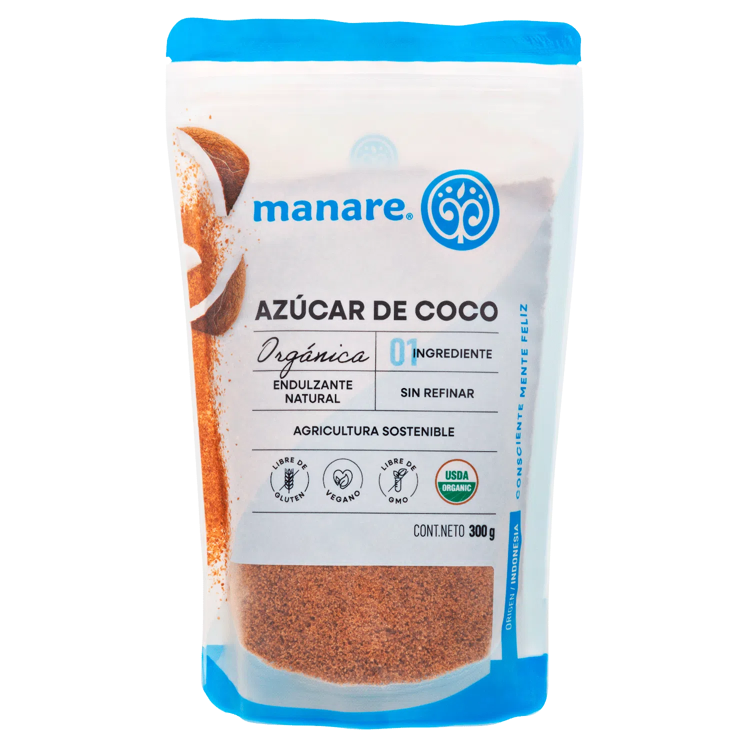 Azucar de coco organica 300 gramos Marca Manare