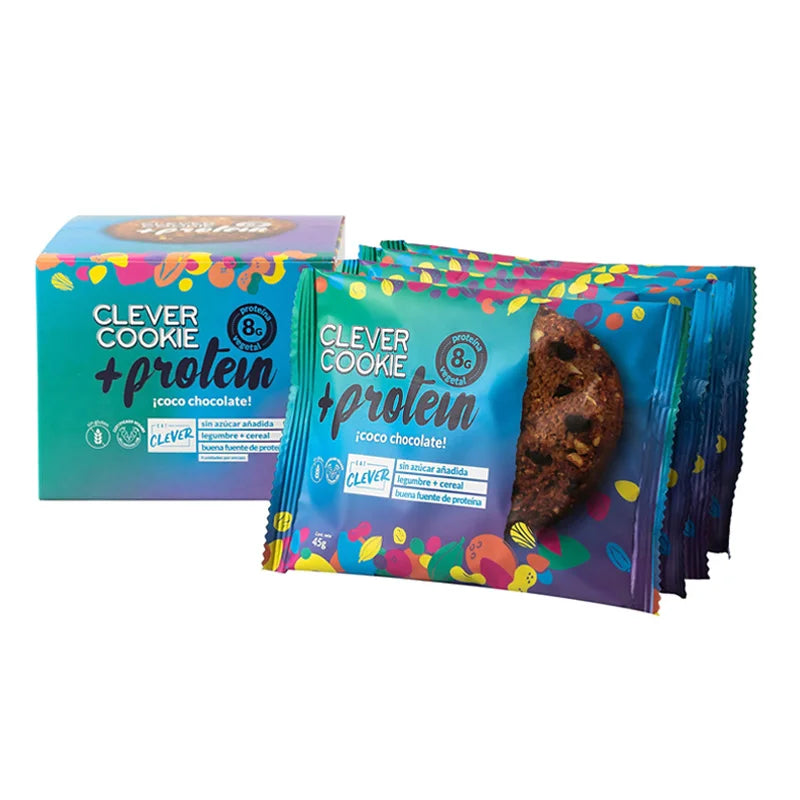 Galletón Clever Cookie Protein Coco Chocolate Caja con 4 unidades