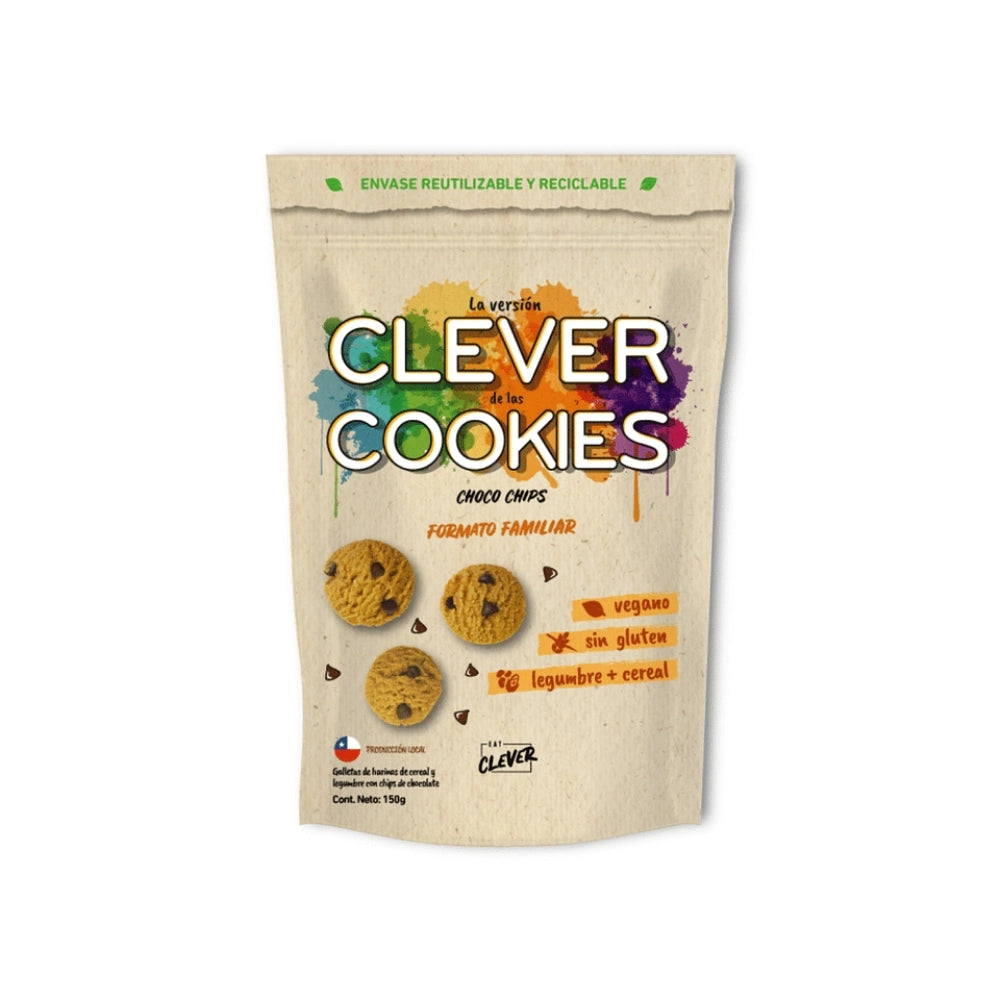 Clever Cookies Choco Chips, formato familiar, 150 grs. Eat Clever