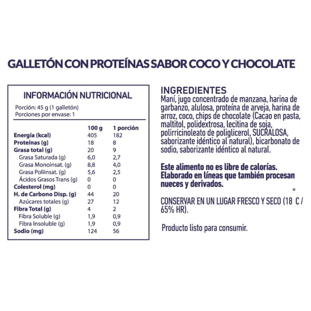 Galletón Clever Cookie Protein Coco Chocolate Caja con 4 unidades