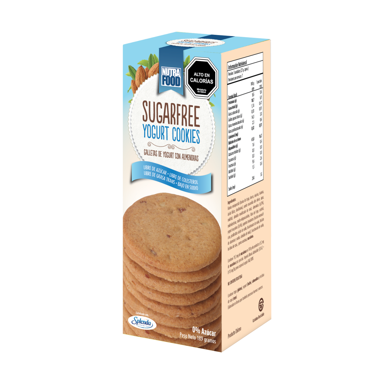 Galletas de yogurt y almendras 189 gramos Marca Nutrafood