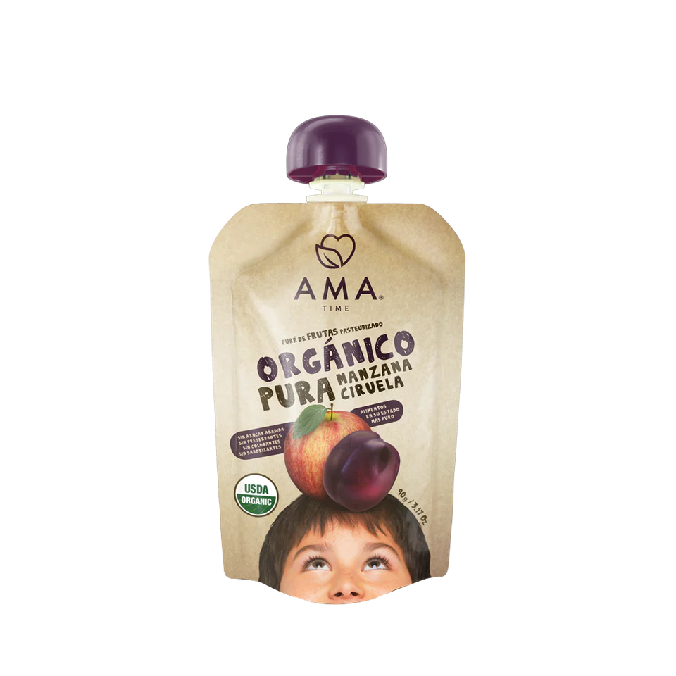 Pure Manzana ciruela organico 90 gramos Marca Ama
