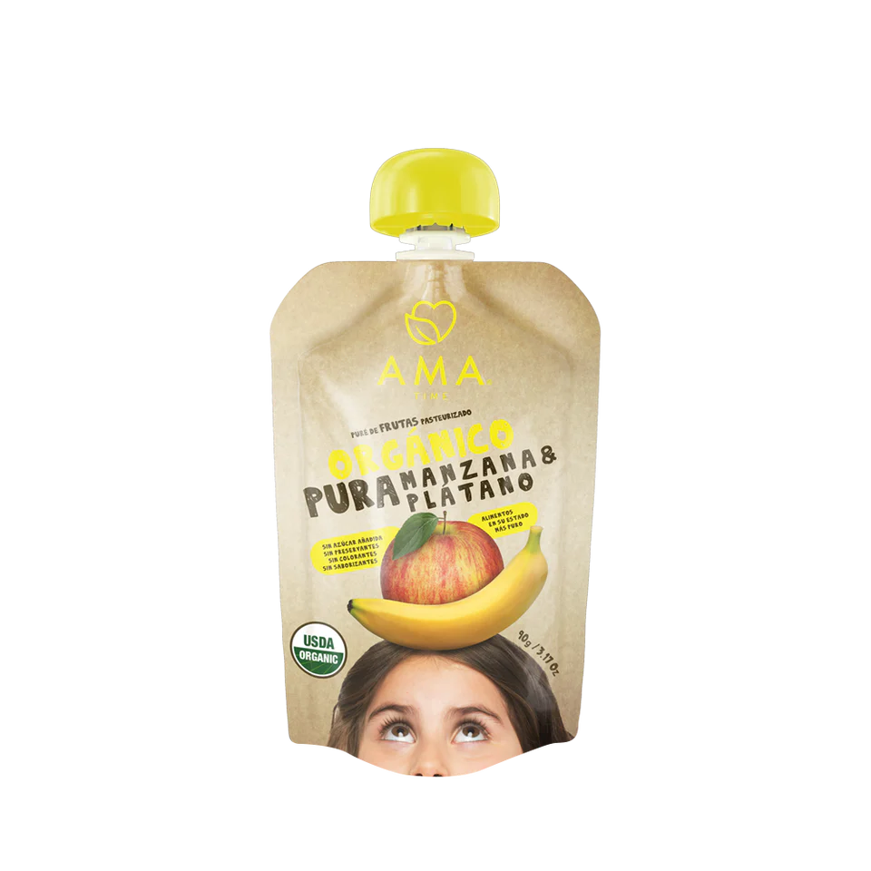 Pure Manzana platano organico 90 gramos Marca Ama