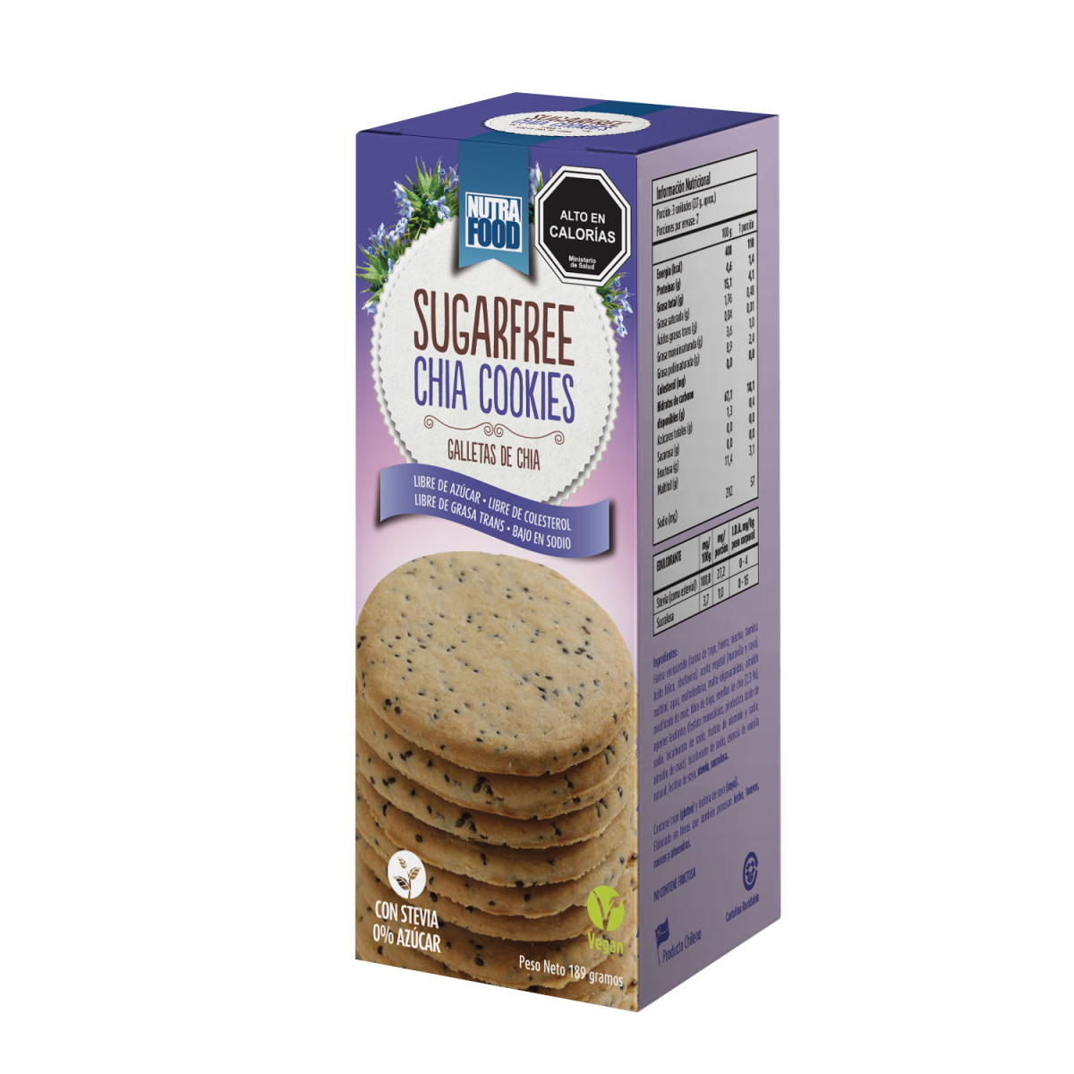 Galletas de chia 189 gramos Marca Nutrafood