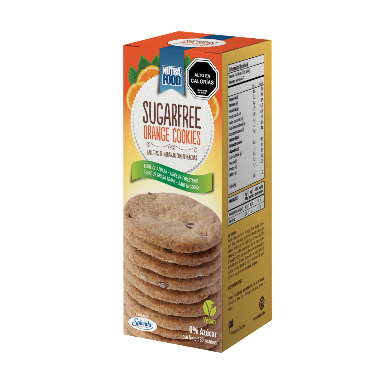 Galletas de naranja y almendras 189 gramos Marca Nutrafood