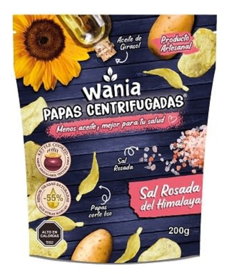 Snack de papas centrifugadas sal del himalaya 200 gramos Marca Wania