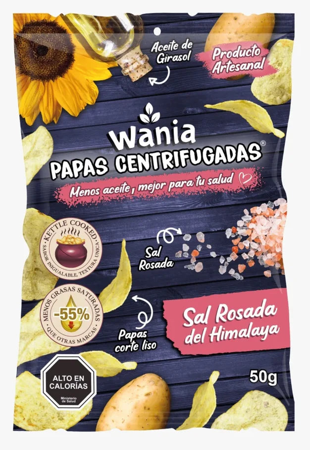 Snack de papas centrifugadas sal del himalaya 50 gramos Marca Wania