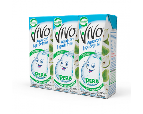 Pack 12 Unidades Agua Saborizada con jugo de fruta Pera Vivo 190 ml