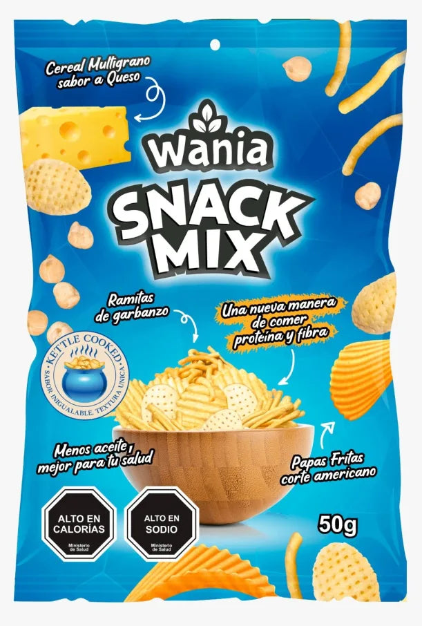 Mix de snacks sabor queso jalapeno 50 gramos Marca Wania