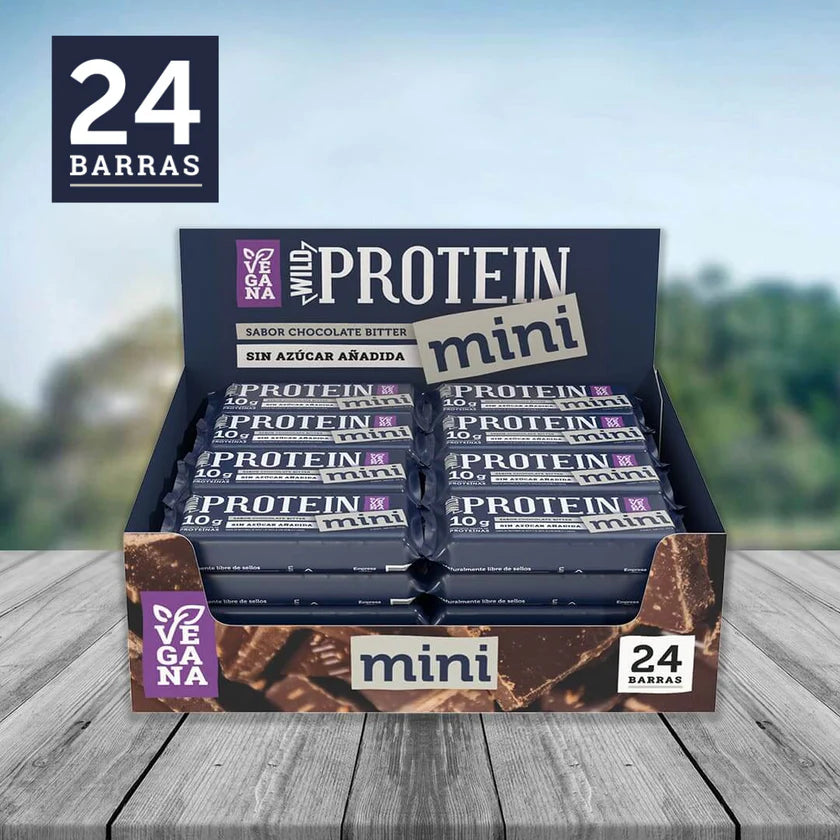 Wild Protein Mini Vegana Chocolate Bitter 30g  Display de 24 unidades