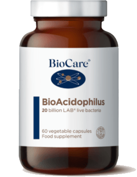 Probiotico Bioacidophilus 20 billones bacterias 60 capsulas, Biocare