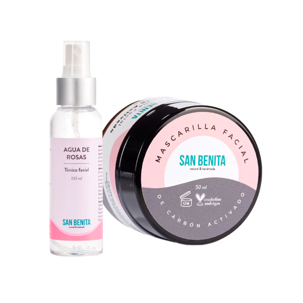 Box Brillo Renovado, de agua de rosas y mascarilla facial de carbón