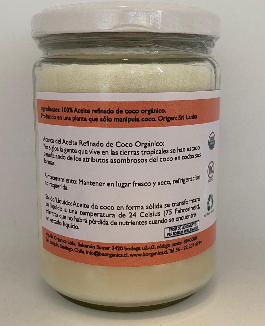 Aceite de Coco Organico Sin Sabor Sin olor 500 grs B Organics
