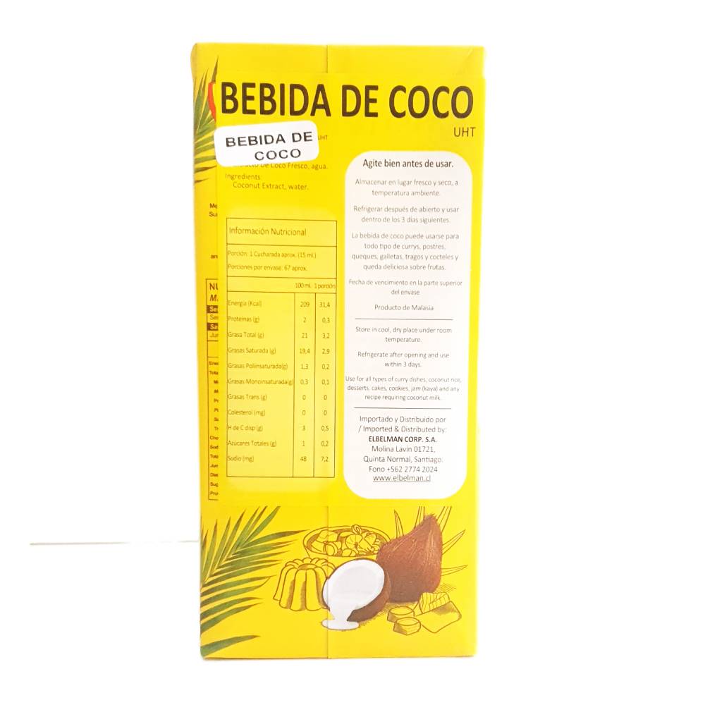 Bebida de coco sin gluten 1 litro Lady Coconut