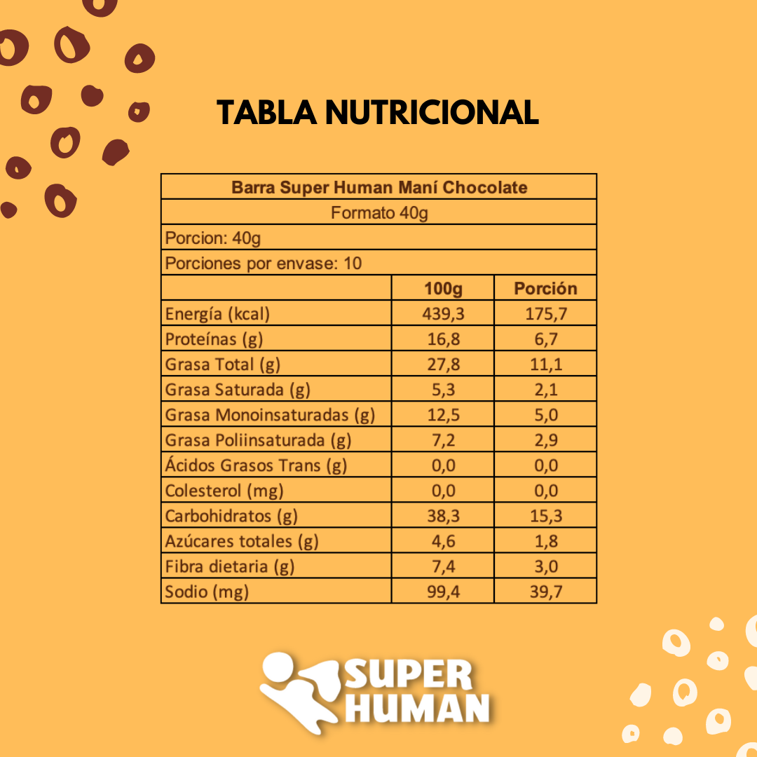 Barra proteica de Granola con Superalimentos Chocolate Belga mantequilla de mani 40 grs Superhuman