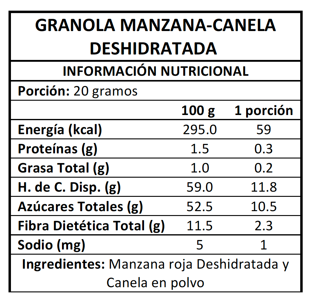 Granola sin Gluten sólo Manzana y Canela, 60 grs, Nutrette