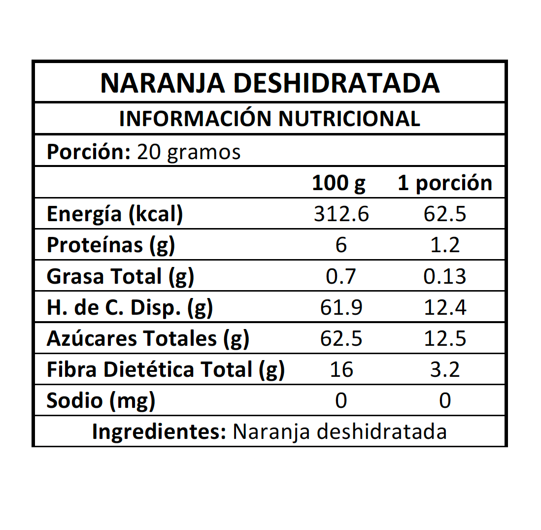 Rodajas de Naranja deshidratada, 50 grs, Nutrette