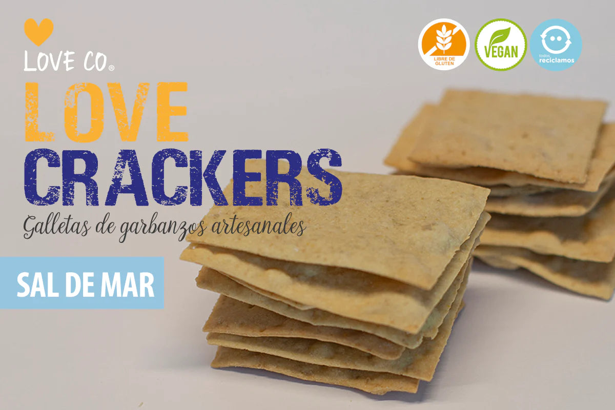 Love Crackers Galletas de gabanzos artesanales Sal de mar Veganas 130 grs