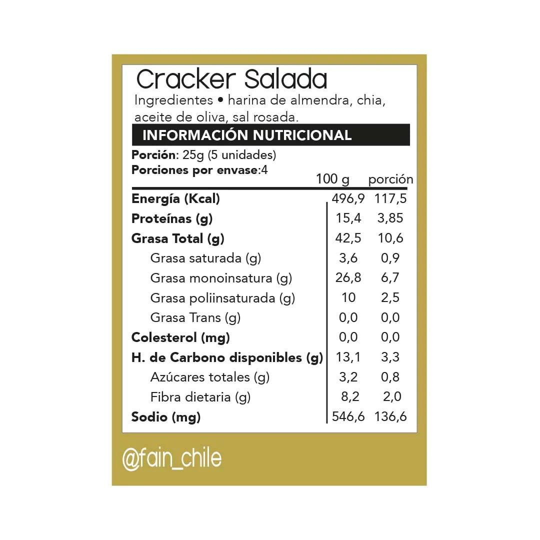 Crackers saladas, De Almendras, Keto, 150 grs. Fain