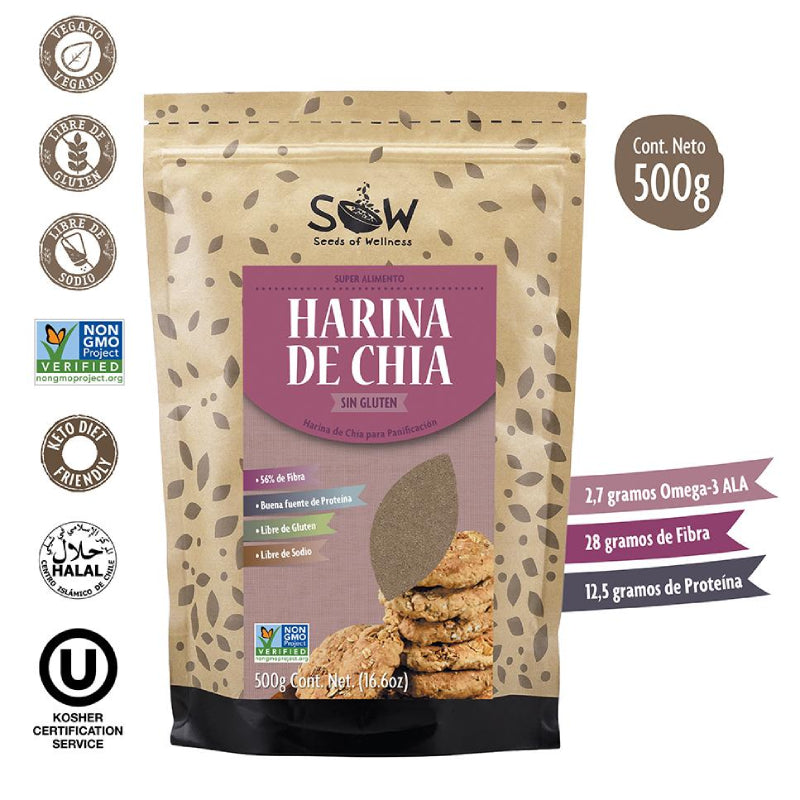 Harina de Chia Sin gluten 500 grs Sow