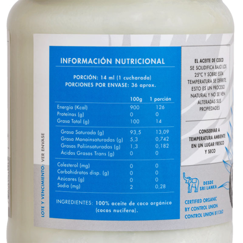 Aceite de Coco sin olor ni sabor 500 ml Manare