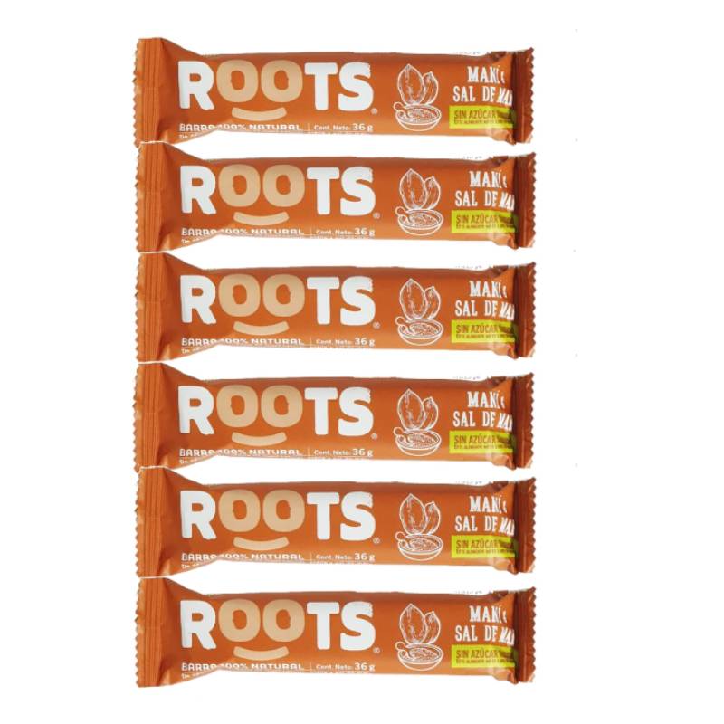 Pack 6 barras Roots Mani y Sal de Mar 36 grs