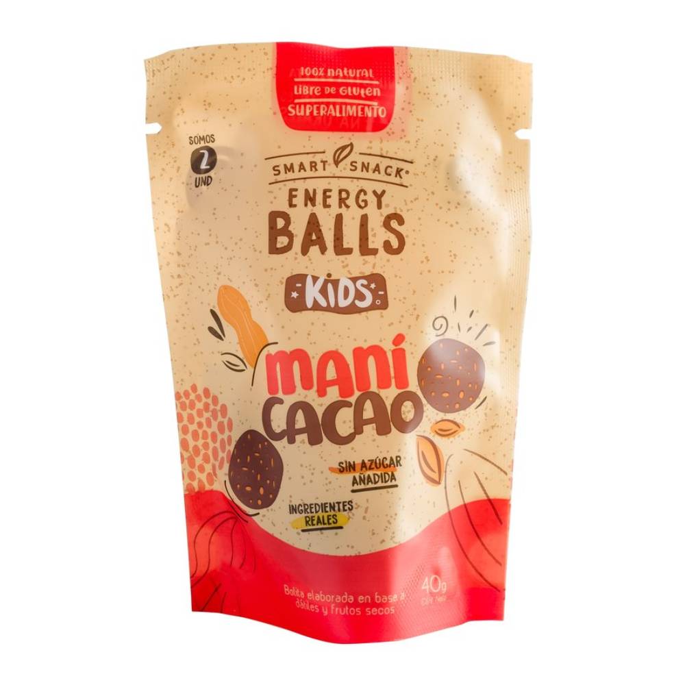 Energy Balls Cacao Maní kids, 40 grs, Smart snack
