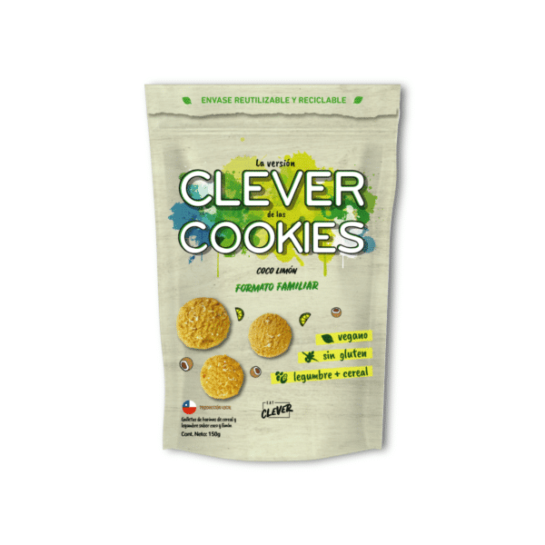 Clever Cookies Coco Limon formato familiar, 150 grs. Eat Clever