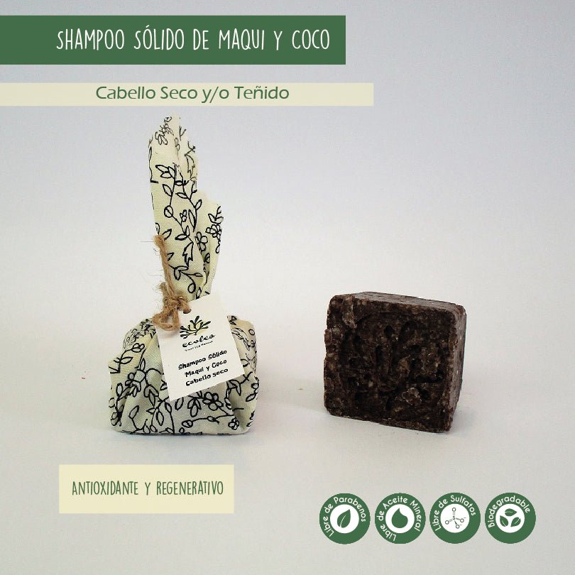 Shampoo Solido Maqui y Coco 50 grs Ecoleo