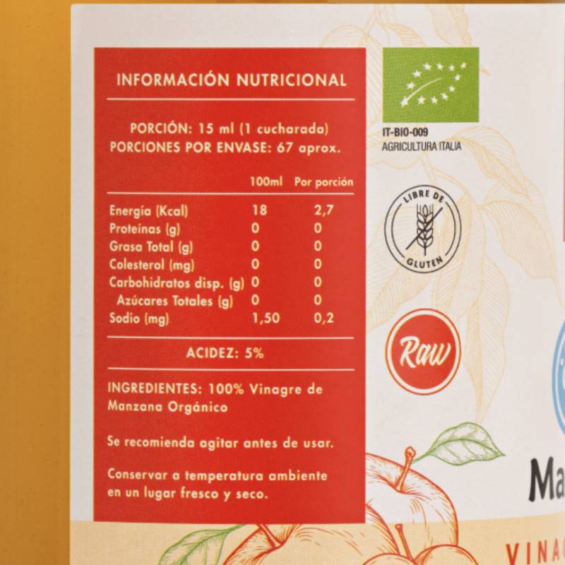 Vinagre de Manzana Organico 1L Manare