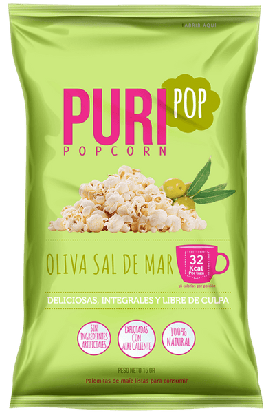 Cabritas de maiz Puripop Oliva Sal de mar Individual (15gr)