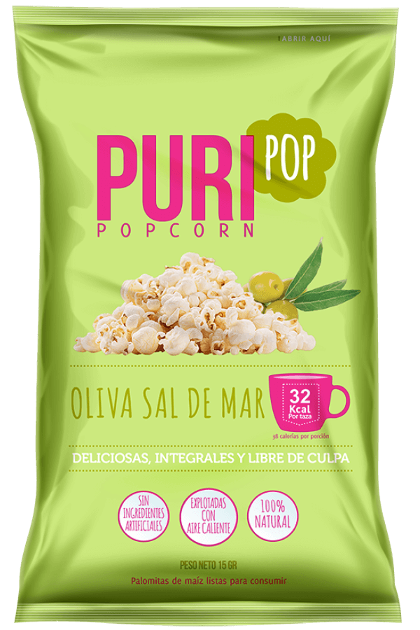 Cabritas de maiz Puripop Oliva Sal de mar Individual (15gr)