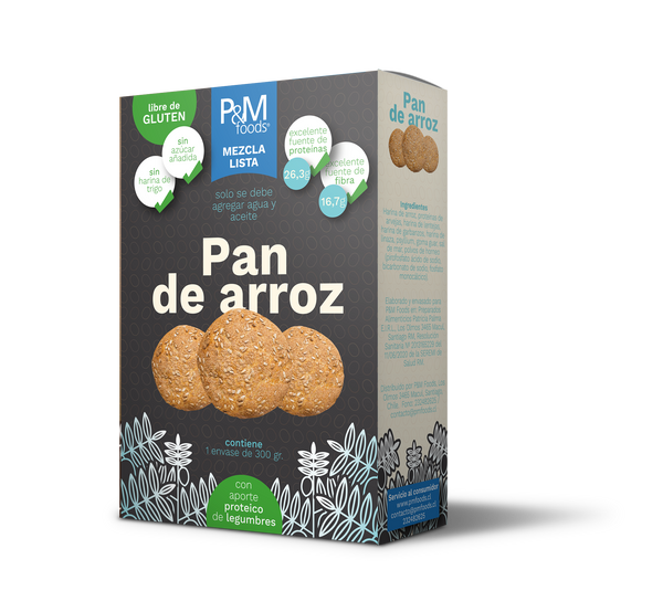 Pan de Arroz libre de gluten Vegano 300 grs PyM