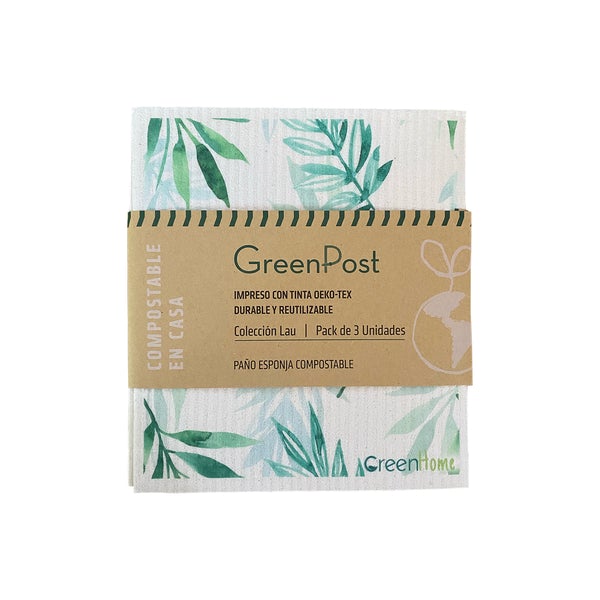 Pack 3 paños esponjas compostables Lau Greenpost