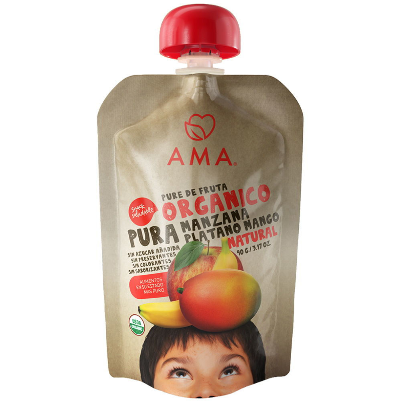 Puré de frutas orgánico manzana plátano mango 90 grs